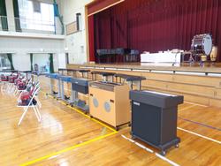 音楽会に向けて体育館練習の準備