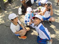 2年生老人クラブの方々と花植え