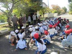 2年生老人クラブの方々と花植え