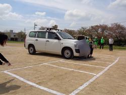 大型車左折巻き込み実験教室の様子