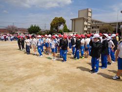 大型車左折巻き込み実験教室の様子