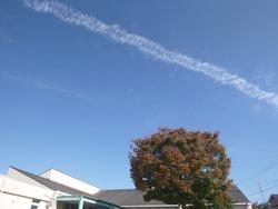 空には飛行機雲